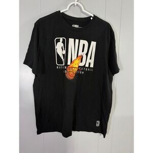 NBA Graphic T-Shirt Mens XL Black Flaming Basketball Short Sleeve Crewneck